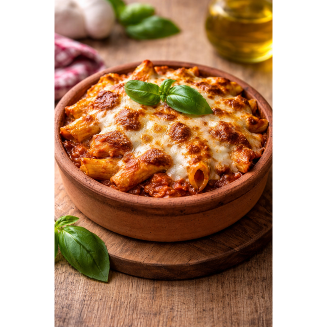  penne al forno cu pui si mozarella